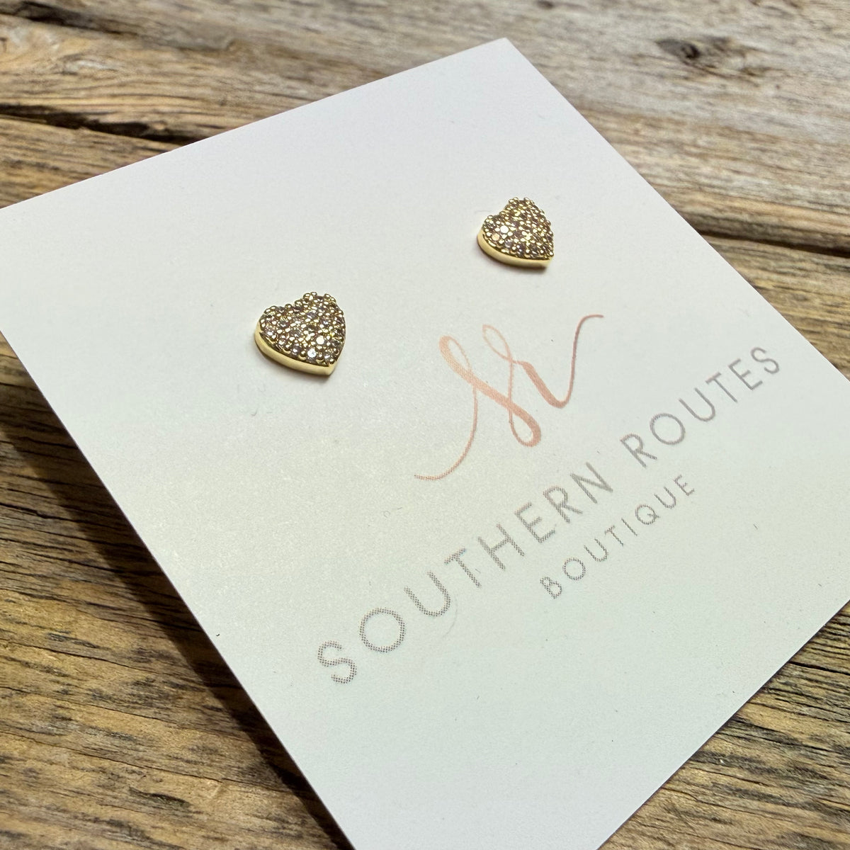 Heart Gold Dipped CZ Stud Earrings | Gold