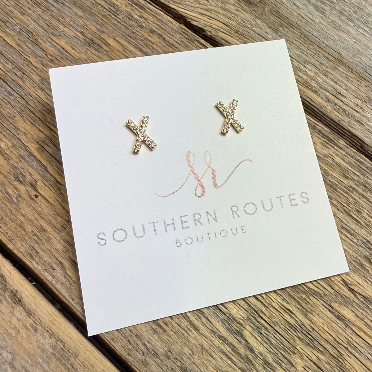 X Gold Dipped CZ Stud Earrings | Gold