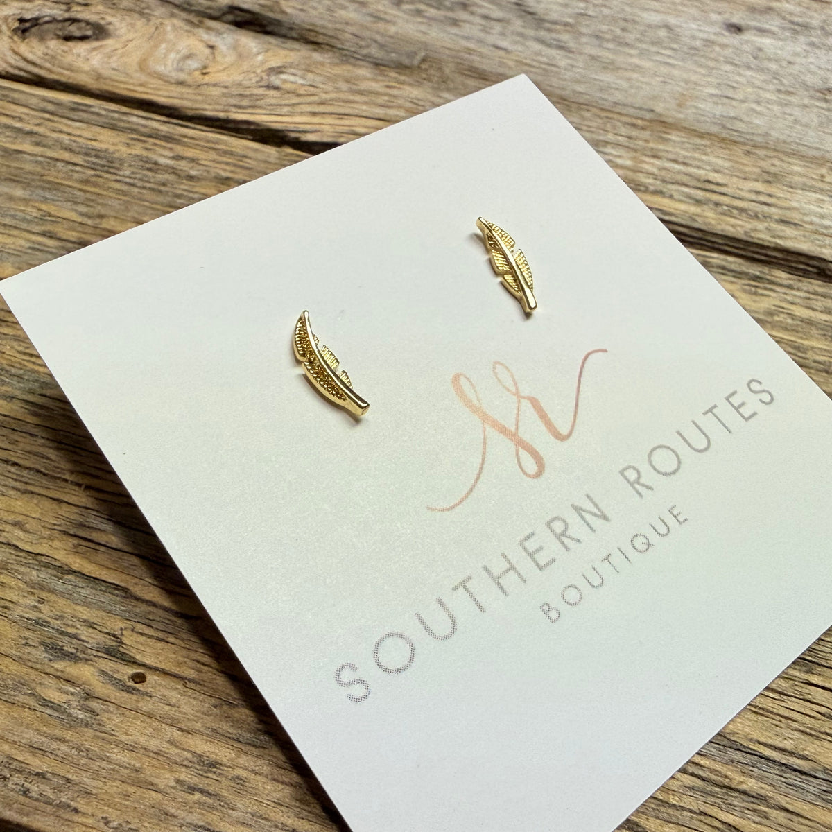 Feather Gold Dipped Stud Earrings | Gold