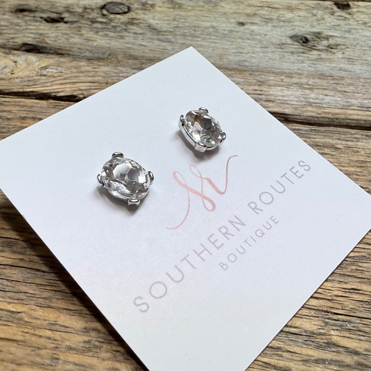 Rectangle CZ Stud Earrings | Silver