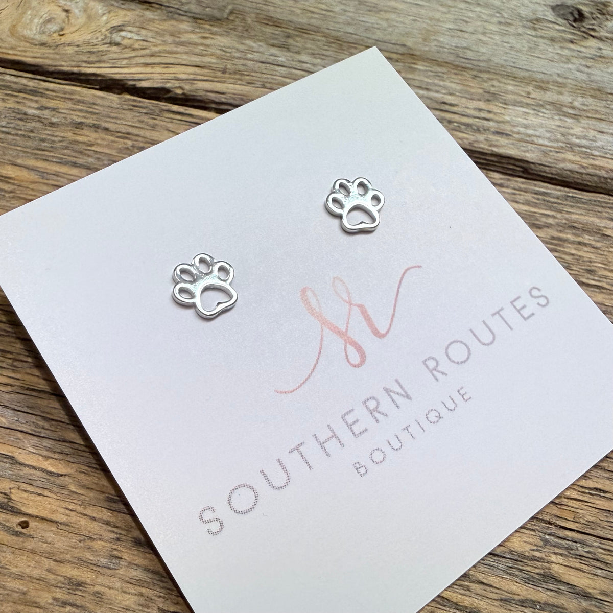 Cougar Paw White Gold Dipped Stud Earrings | Silver