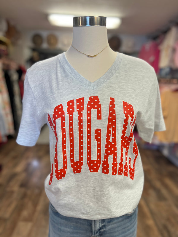 Cougars Polka Dot Tee | Light Heather Grey