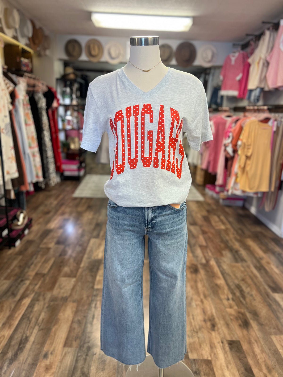 Cougars Polka Dot Tee | Light Heather Grey