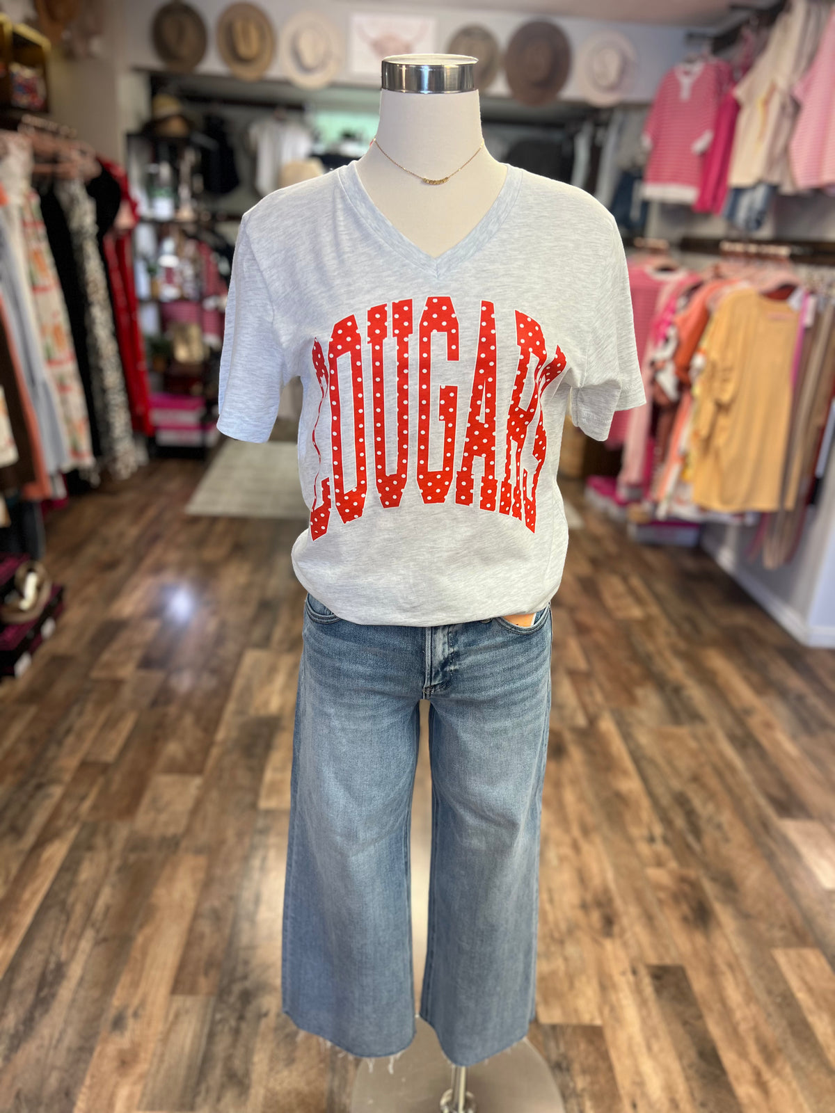 Cougars Polka Dot Tee | Light Heather Grey