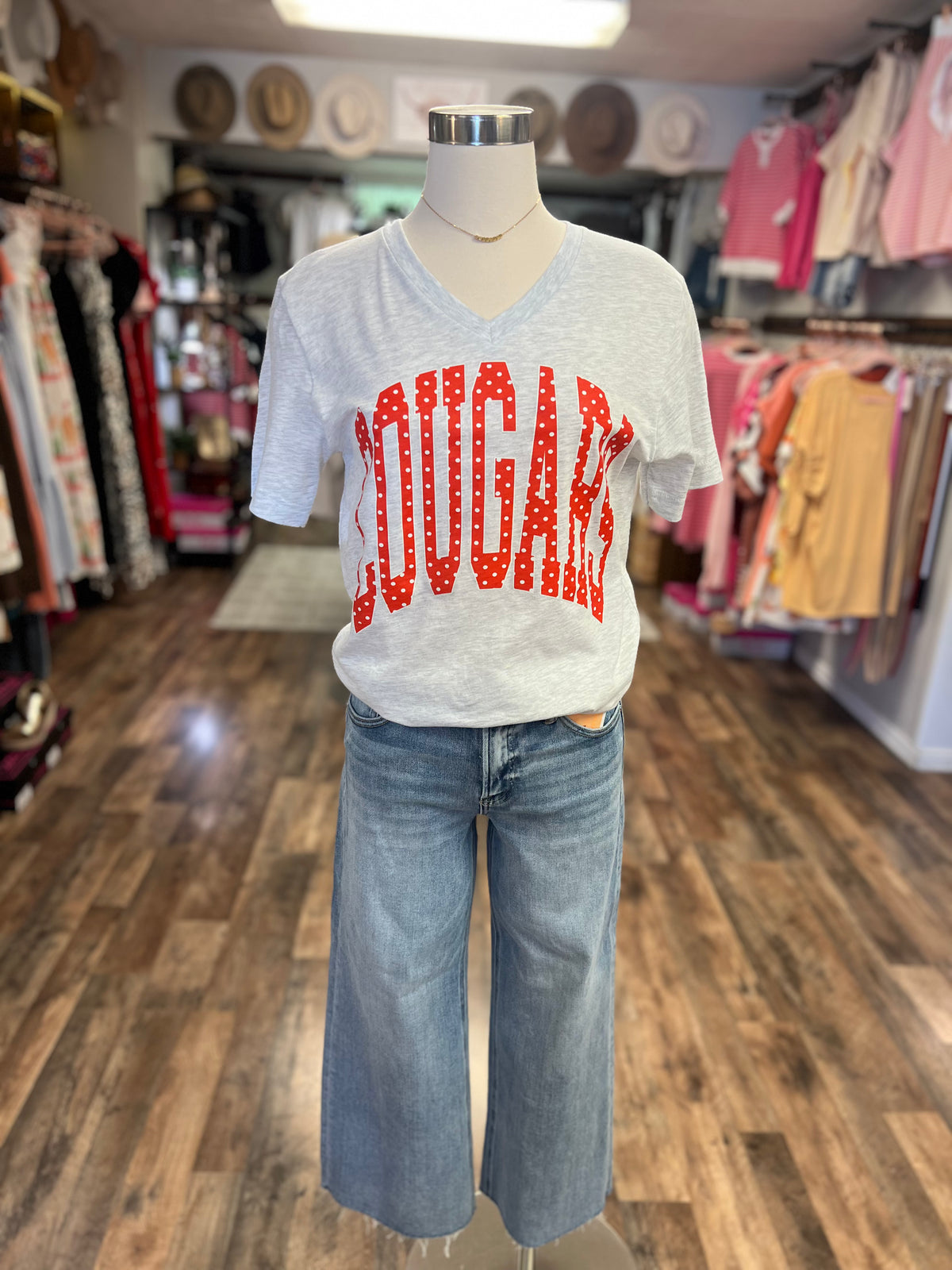Cougars Polka Dot Tee | Light Heather Grey