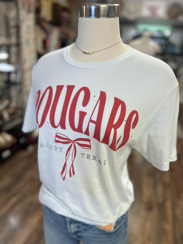 Cougars Bow w/ Bling Tee | White