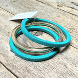 Omega Chain Stretch Bracelet Set | Turquoise+Gold