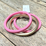 Omega Chain Stretch Bracelet Set | Hot Pink+Gold
