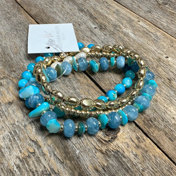 Stretch Bracelet Set | Turquoise