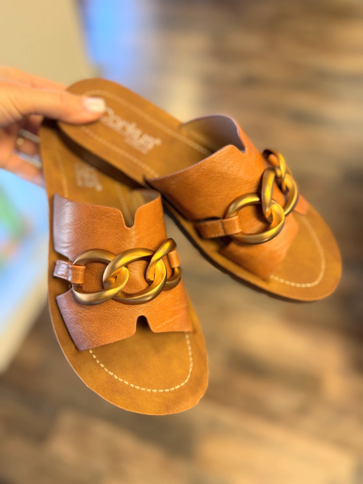 Corky's Chain Letter Sandal | Cognac