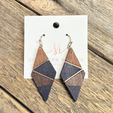 Wooden Abstract Earrings | Navy Blue