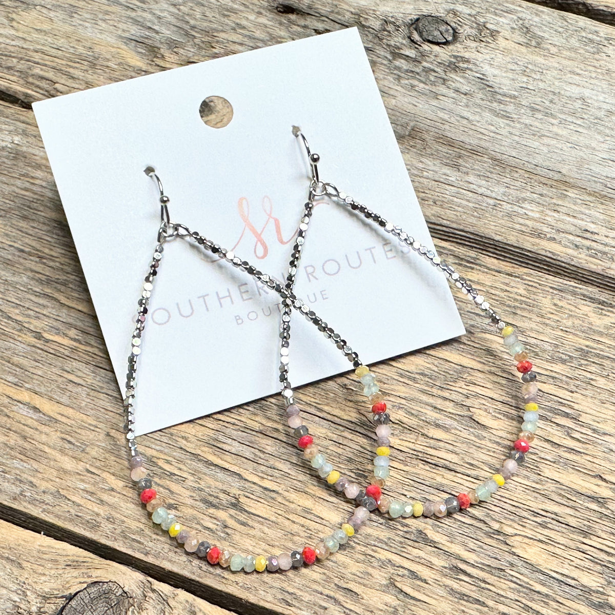 Golden Nugget Teardrop Earrings | Multi+Silver