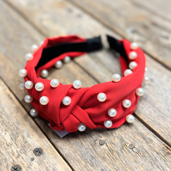 Pearl Knot Headband | Red