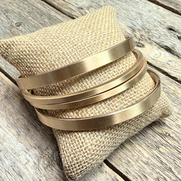 Four Piece Bangle Bracelet Set | Satin Gold