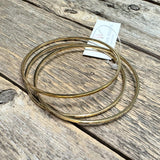 Three Piece Flat Bracelet Set | Gold