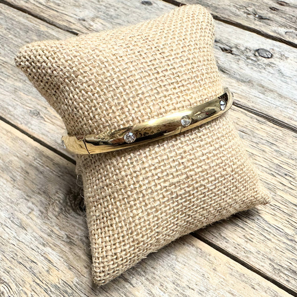 Crystal Studded Hinge Bracelet | Gold
