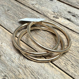 Triple Bangle Tube Bracelet Set | Gold