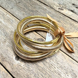 Silicone Bangle+Stretch Bracelet Set | Gold