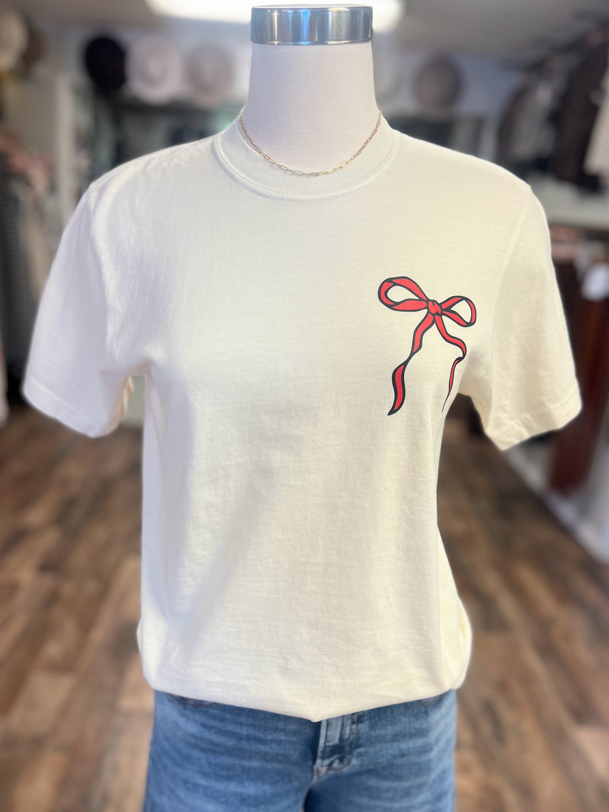 Crosby Cougars Doodle Bow (Front/Back) Tee | Ivory