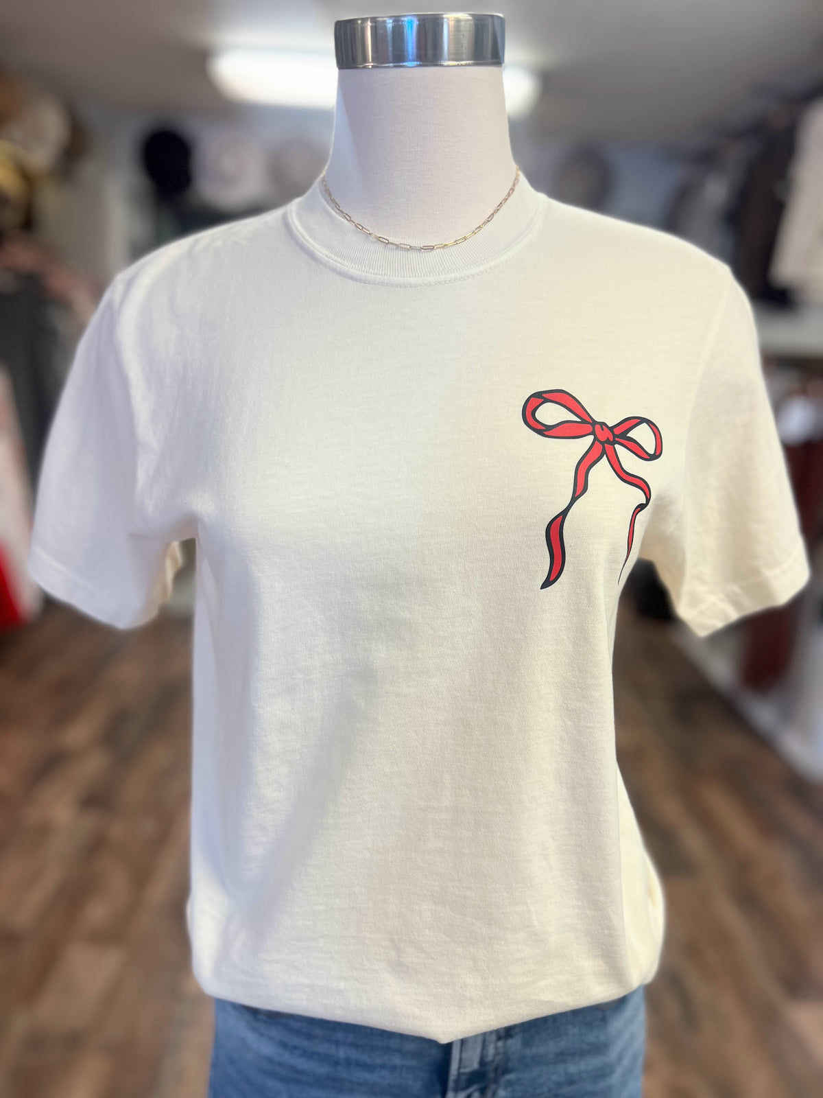 Crosby Cougars Doodle Bow (Front/Back) Tee | Ivory