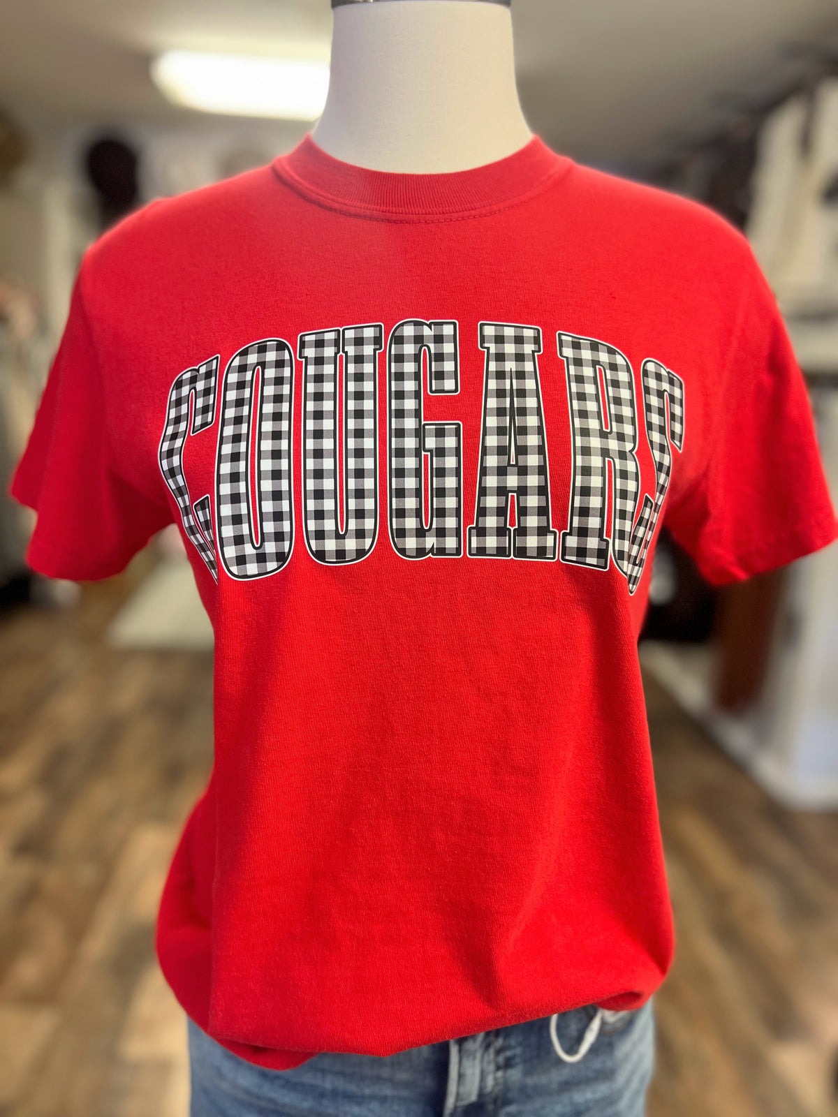 Cougars Preppy Gingham Tee | Red