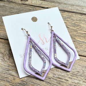 Layered Crystal Teardrop Earrings | Lavender