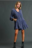 Mineral Wash Cotton Dress | Navy