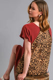 Leopard Linen Fishtail Dress | Red Brown