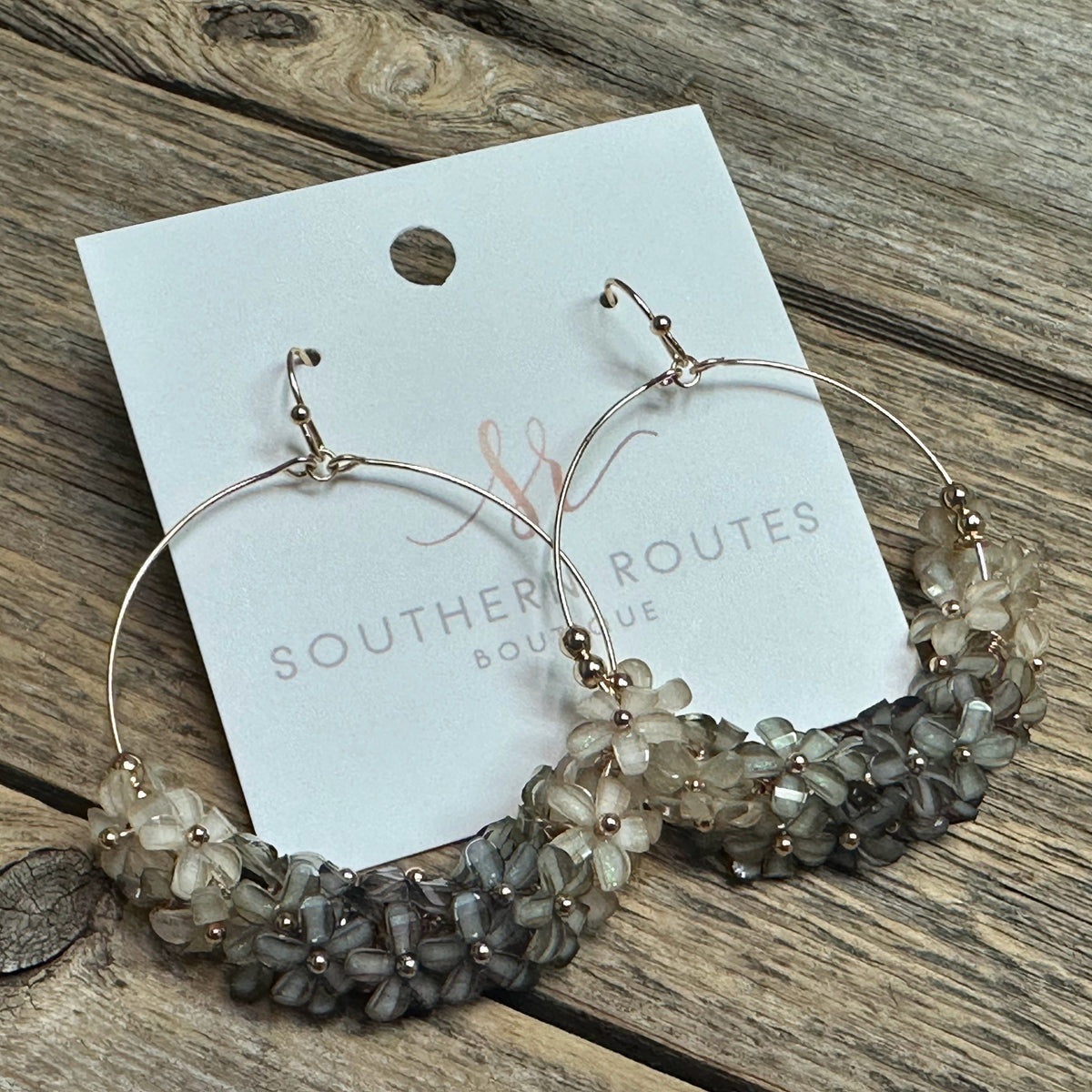 Floral Circular Earrings | Grey Mix