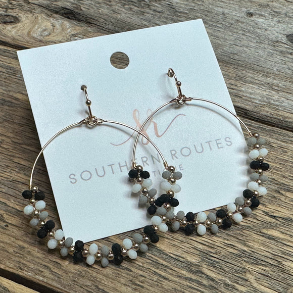 Beaded Circular Earrings | Black Mix