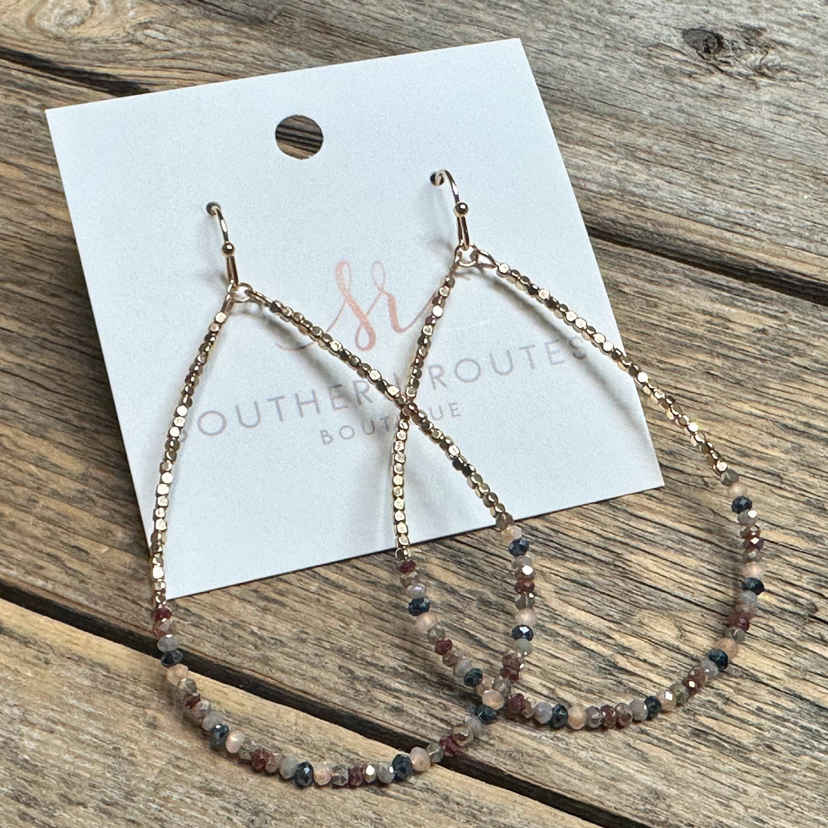 Beaded Golden Nugget Teardrop Earrings | Multi