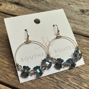 Beaded Accent Circular Earrings | Blue Iridescent