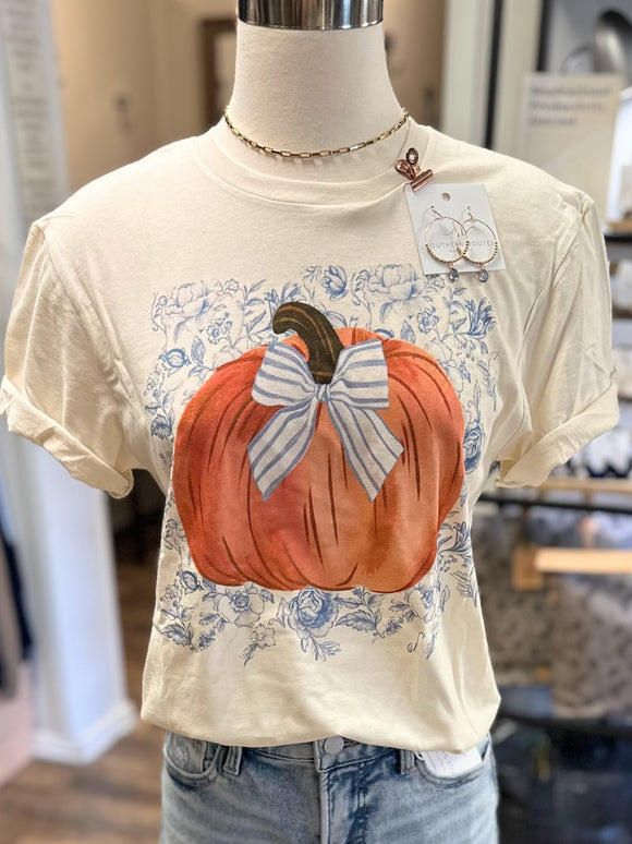 Blue Floral Pumpkin Tee | Natural