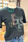 Neon Lights Texas Tee | Heather Black