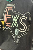 Neon Lights Texas Tee | Heather Black