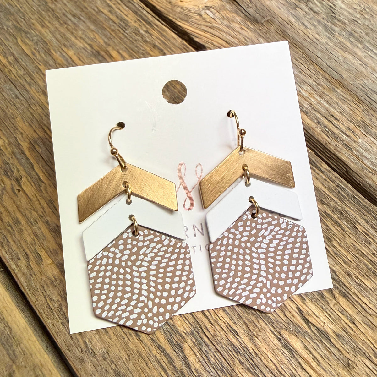 Cheetah Spotted Clay Arrow Earrings | Nude