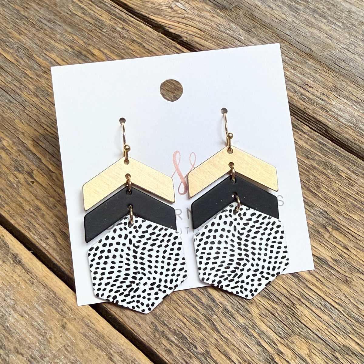 Cheetah Spotted Clay Arrow Earrings | Black
