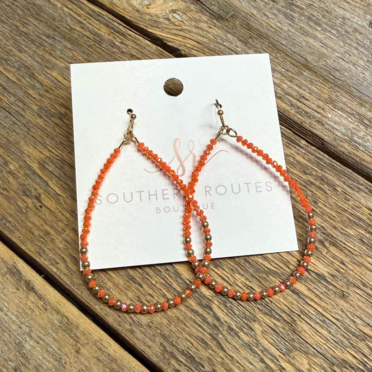 Beaded Teardrop Earrings | Orange
