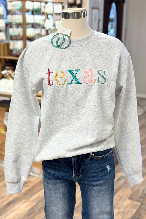 TEXAS Embroidered Sweatshirt | Heather Grey