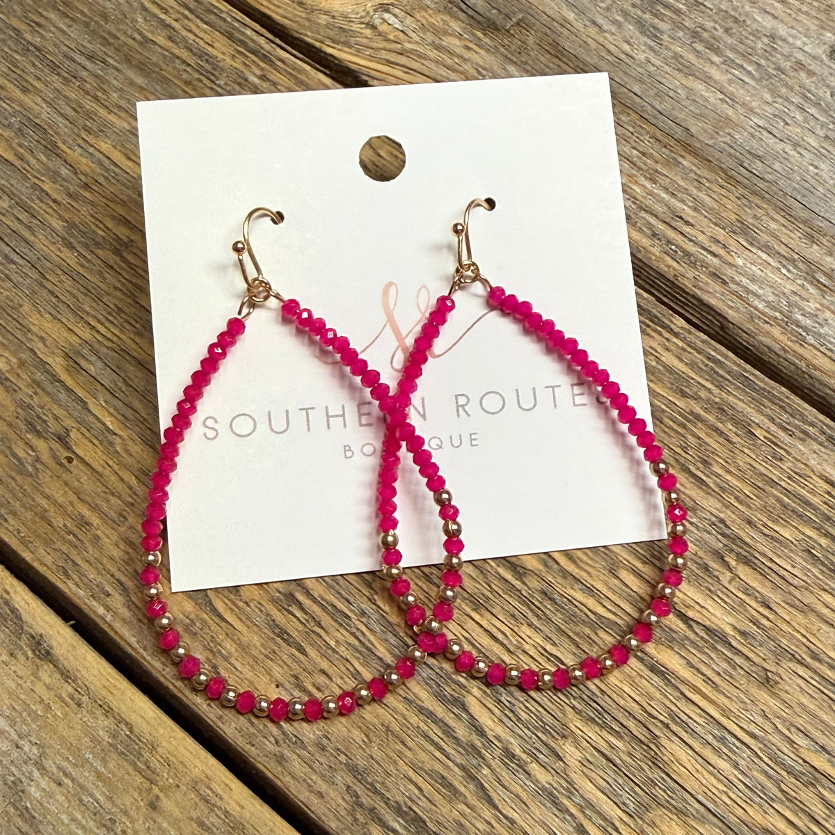 Beaded Teardrop Earrings | Hot Pink