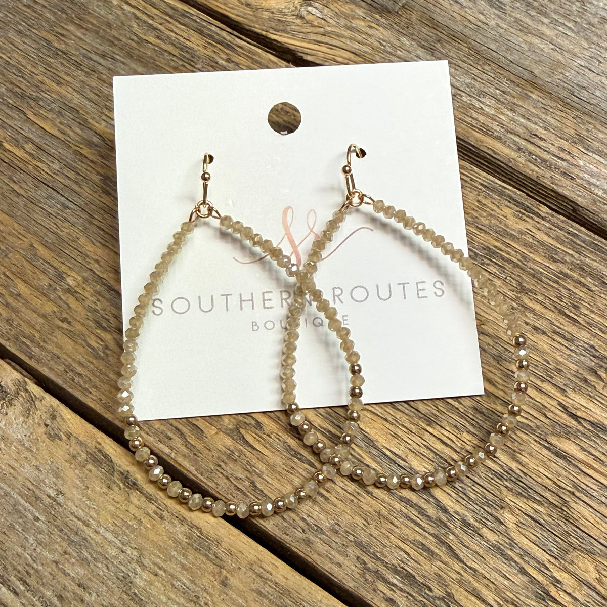 Beaded Teardrop Earrings | Natural