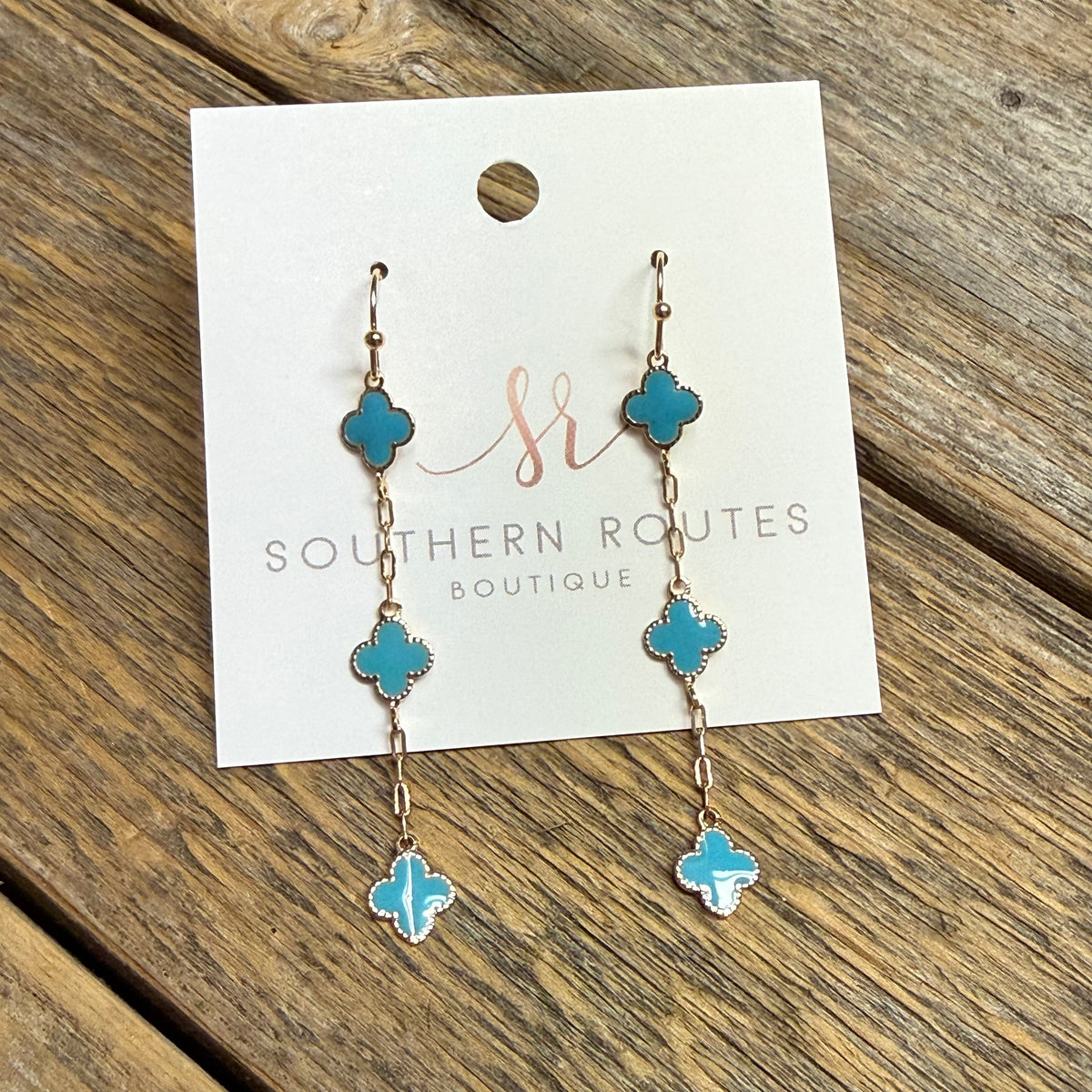 Quatrefoil Triple Drop Earrings | Turquoise