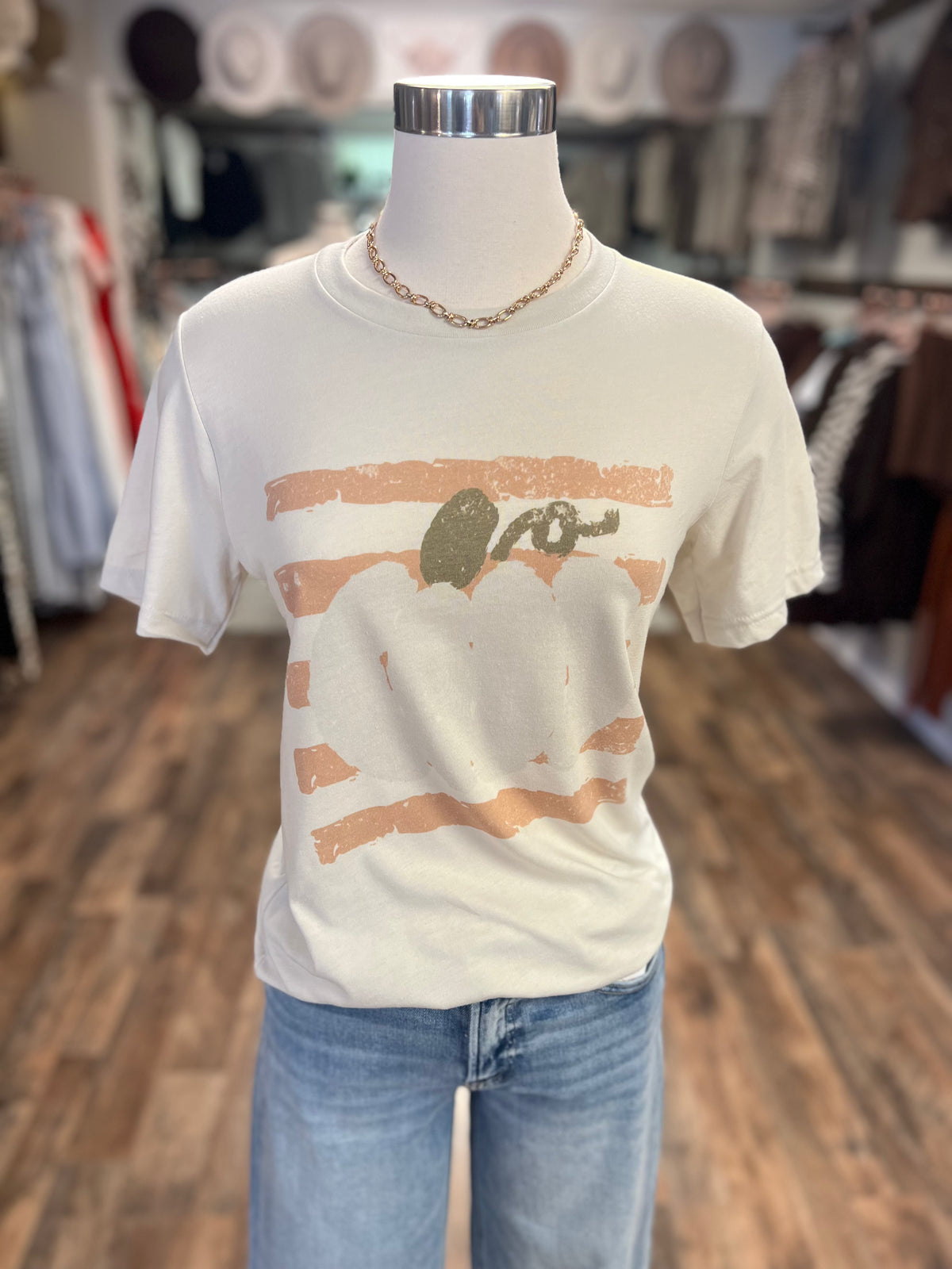 Stripe Preppy Pumpkin Tee | Natural