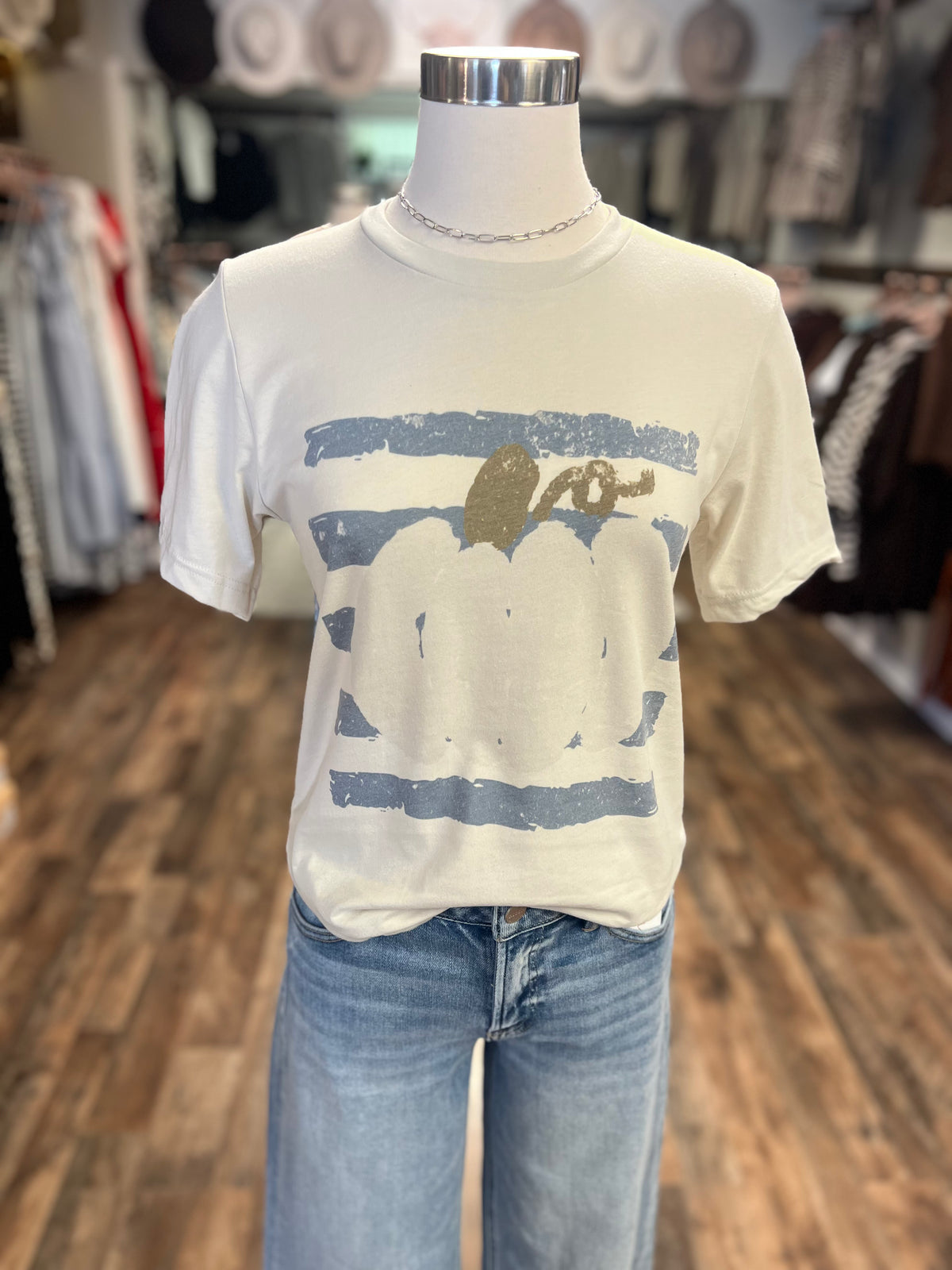 Stripe Preppy Pumpkin Tee | Natural