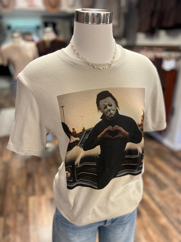Michael Myers Heart Hands Tee | Natural
