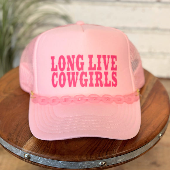 Long Live Cowgirls Foam Trucker Cap + Jewelry Charm | Pink