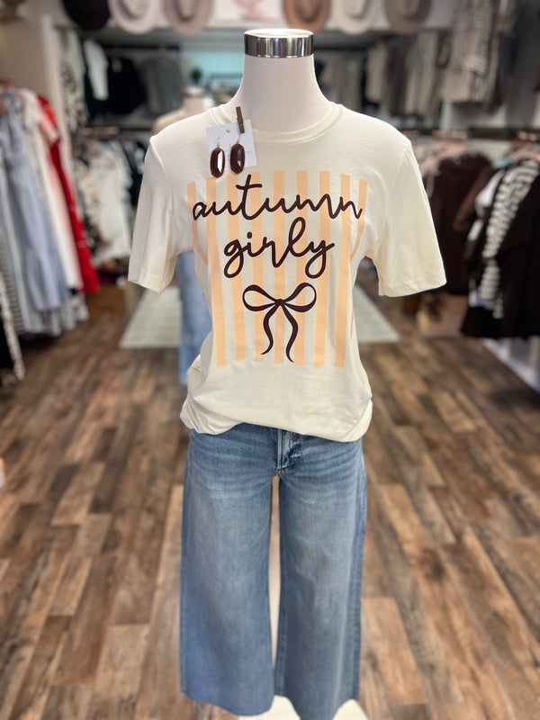 Autumn Girly Stripe Tee | Natural