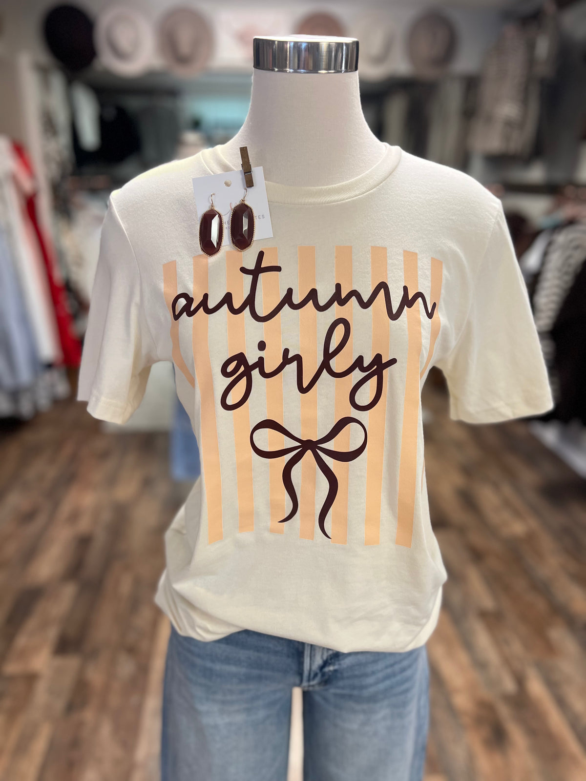 Autumn Girly Stripe Tee | Natural