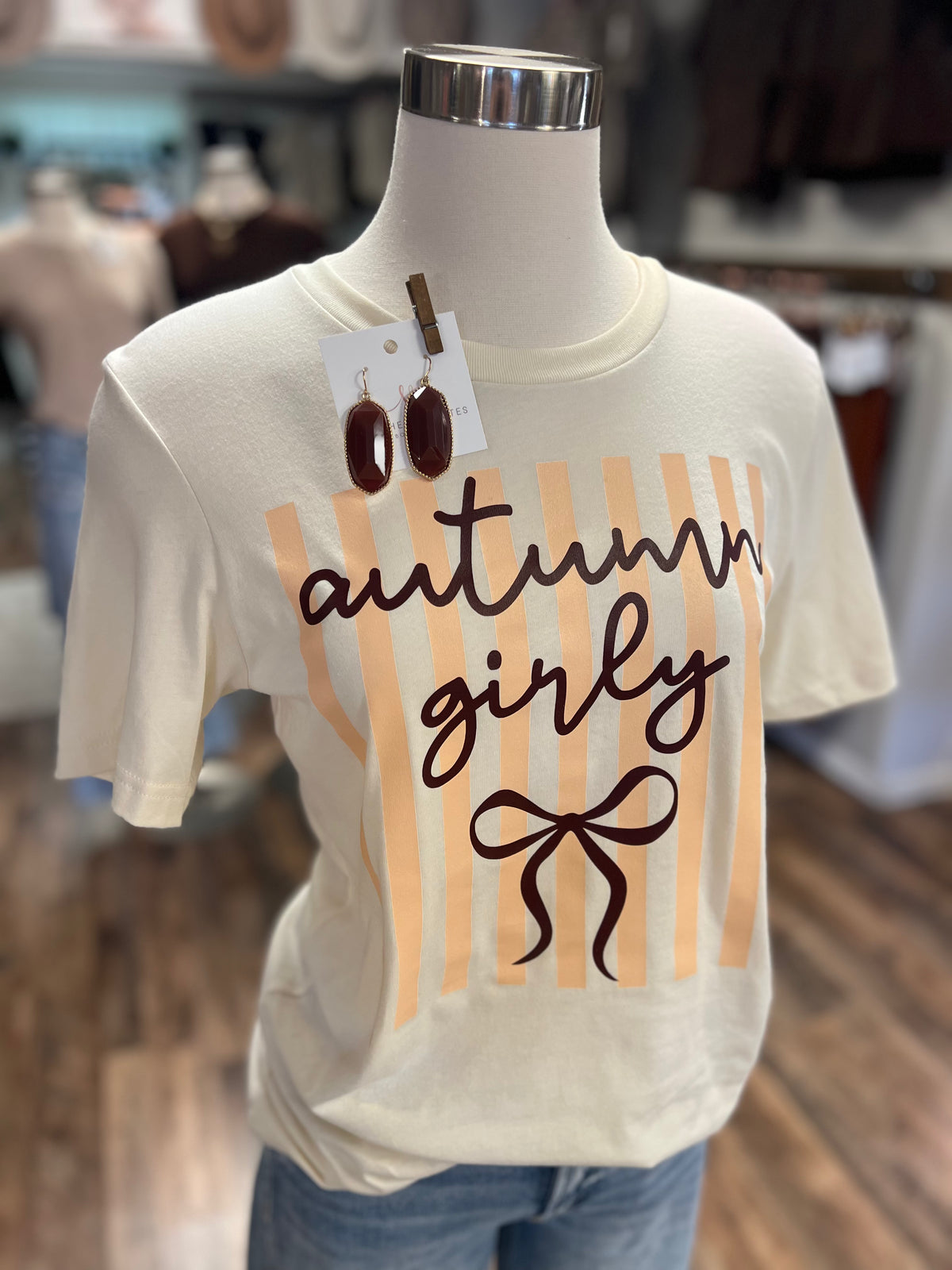 Autumn Girly Stripe Tee | Natural