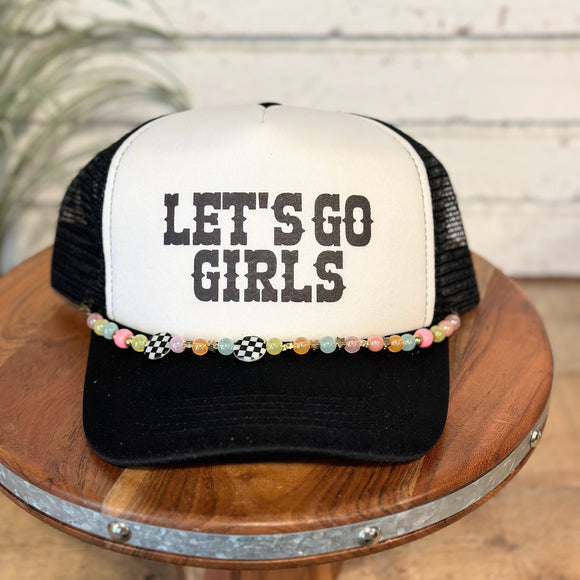 Let's Go Girls Foam Trucker Cap + Jewelry Charm | Black